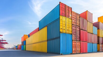 Fototapeta premium Colorful Shipping Containers at a Port