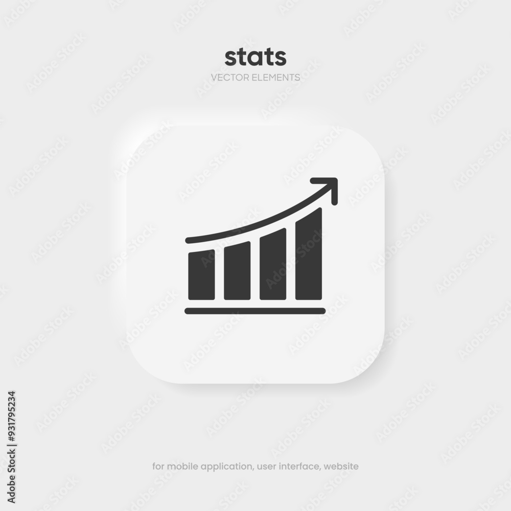 Aufkleber statistic icon. 3d financial analysis stats icon. growing graph. business chart symbol. growths char