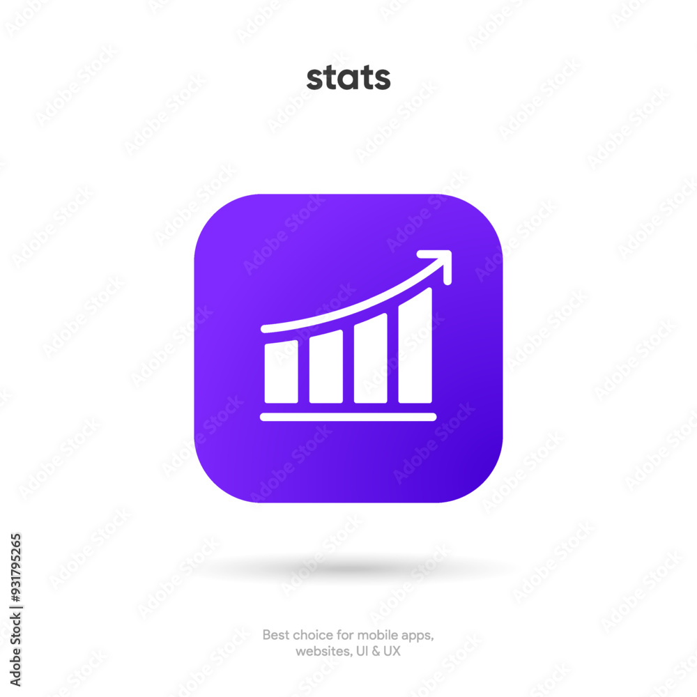 Poster statistic icon. 3d financial analysis stats icon. growing graph. business chart symbol. growths char