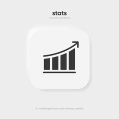 Statistic icon. 3d financial analysis stats icon. Growing graph. Business chart symbol. Growths chart collection. Progress bar. Bar diagram. Growth success arrow icon. Progress symbol. Chart increase