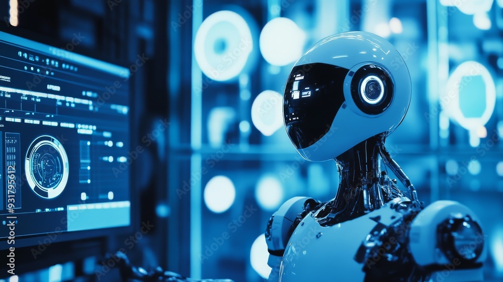 Aufkleber futuristic robot ai artificial intelligence technology machine learning