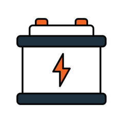 car battery color line icon with white background vector stock illustration