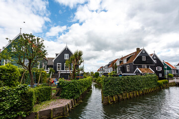 Obraz premium Wooden houses in the old village Marken, Noord-Holland, The Netherlands, Europe