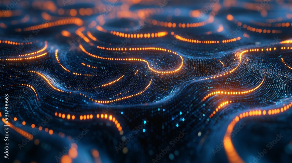 Poster abstract digital network with glowing lines and dots