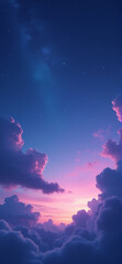 Fototapeta premium Mobile Wallpaper of Deep Blue Clouds and Soft Purple Horizon