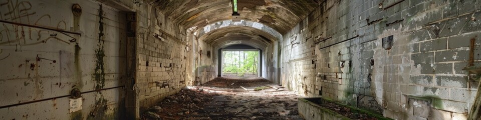 Military tourism at an abandoned World War II-era bunker.