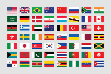 Giant Flag Collection. Set of World Country National Flag. 

