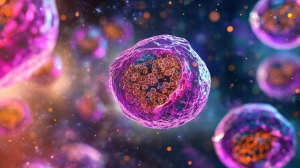 Pancreatic cells are shown producing insulin, showcasing their vital role in glucose regulation and metabolism