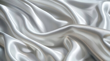 Obraz premium Elegant ivory silk satin drapery background with wavy folds, abstract monochrome luxury design ,Elegant white silk or satin fabric texture perfect for luxurious 