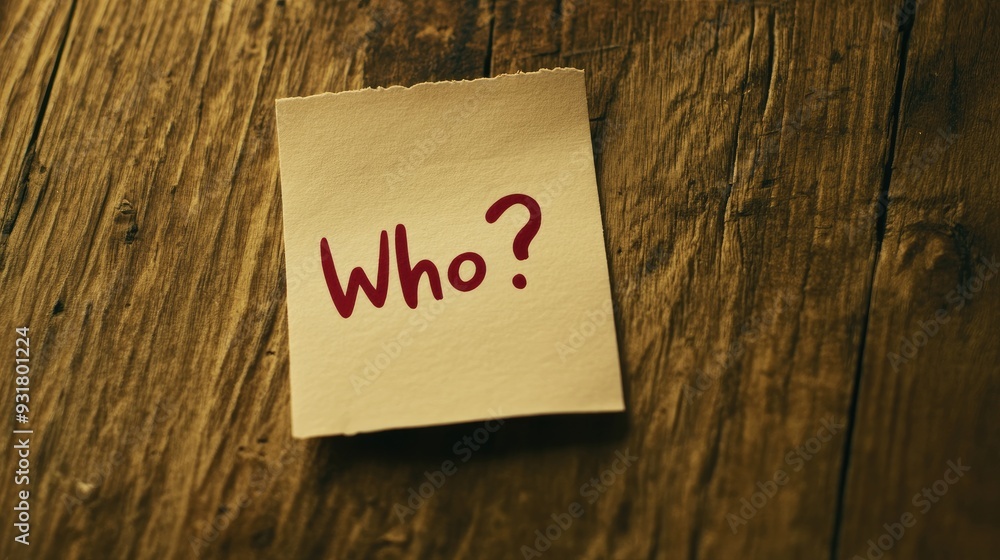 Poster a small paper note with a red question mark 