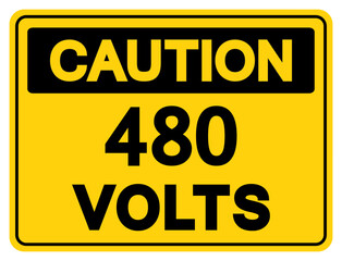 Fototapeta premium Caution 480 Volts Tag Symbol Sign,Vector Illustration, Isolate On White Background Label. EPS10