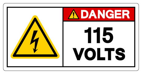 Danger 115 Volts Tag Symbol Sign,Vector Illustration, Isolate On White Background Label. EPS10