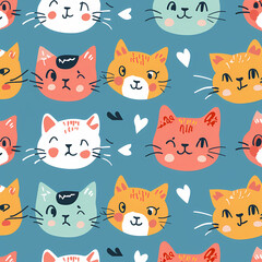 colorful cute cat pattern background