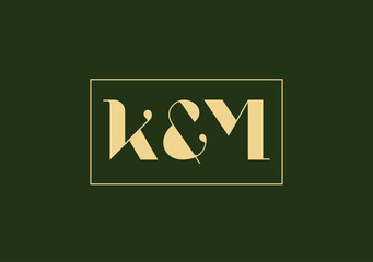 luxury typemark logo concept letter K M