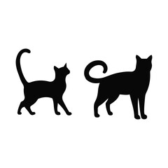 vector isolated silhouette cat set,  Cat silhouette vector pictogram ,Vector silhouette of the cat sitting, black color, isolated on white background