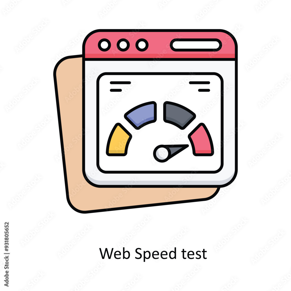 Poster web speed test vector filled outline icon design illustration. smart home and technology symbol on w