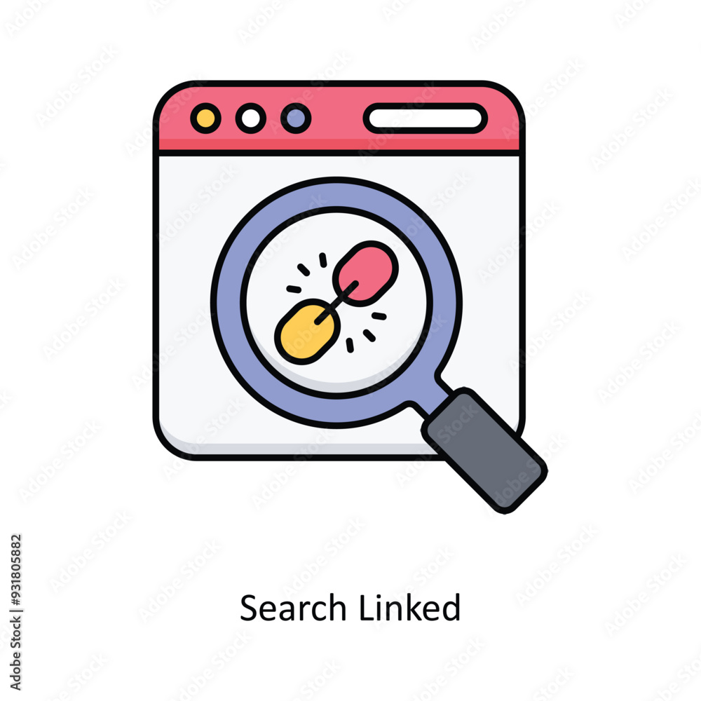 Poster Search Linked vector filled outline Icon Design illustration. Smart Home and Technology Symbol on White background EPS 10 File