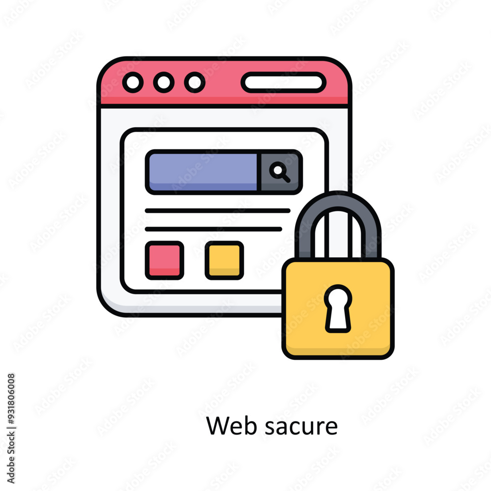 Poster printweb secure vector filled outline icon design illustration. smart home and technology symbol on 