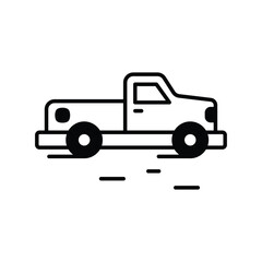 pickup truck glyph icon with white background vector stock illustration