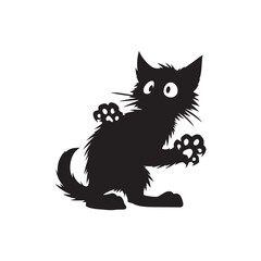 Black cat, scary cartoon Halloween illustration Vector