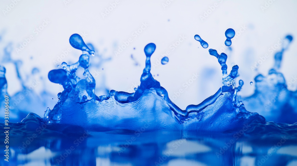 Poster close-up of a blue-colored drop in water, capturing the abstract motion of watercolor ink splashing.