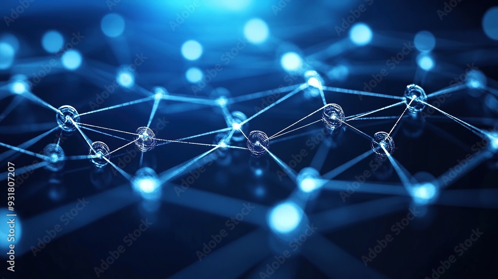 Poster generative molecular structure visualization in blue