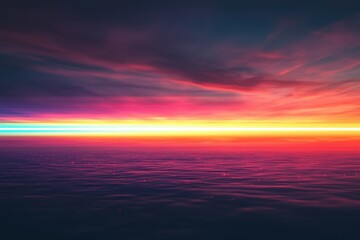 Obraz premium A beautiful sunset with a long line of colors in the sky