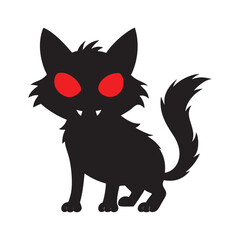 Scary Halloween decor black cat,  Spooky house vector 