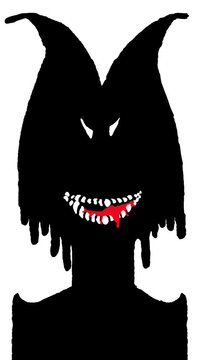 Demon eating flesh looped animation