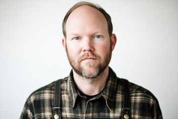 Obraz premium A man in overalls enjoys a sunny day celebrating Labor Day 