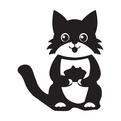 cat eating vector silhouette illustration isolated on white background