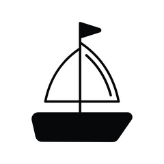 sail boat glyph icon with white background vector stock illustration