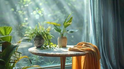 Interior floor-to-ceiling window balcony view