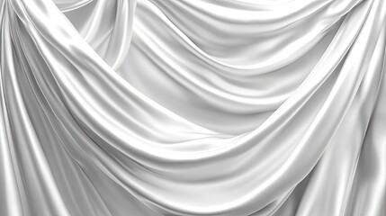 Obraz premium White fabric with soft folds and flowing curves creating an elegant and luxurious background.