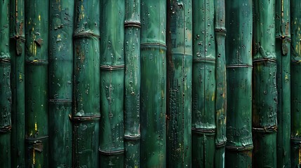 architectural green bamboo wall for japanese mood decoration interior or exterior design old green bamboo plank fence texture used as background with blank space for design : Generative AI