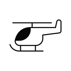 helicopter glyph icon with white background vector stock illustration