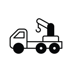 crane truck glyph icon with white background vector stock illustration