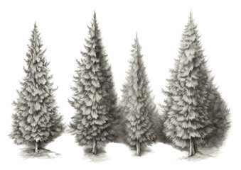Obraz premium PNG A group of Christmas tree drawing sketch christmas.
