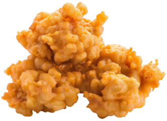 A delicious and crunchy piece of golden popcorn. cut out, PNG, isolated on transparent background.