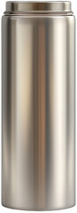 A sleek and modern stainless steel canister that reflects a minimalist design. cut out, PNG, isolated on transparent background.