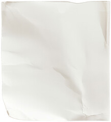 Wrinkled and crumpled white paper provides a textured background. cut out, PNG, isolated on transparent background.