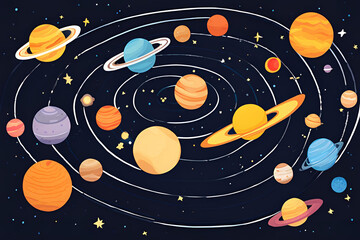 pattern with planets and stars