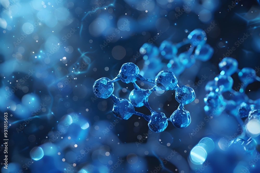 Poster stunning visualization of molecular structures in a blue abstract background