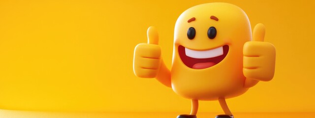 Fototapeta premium Cheerful Character Giving a Thumbs Up as a Sign of Approval