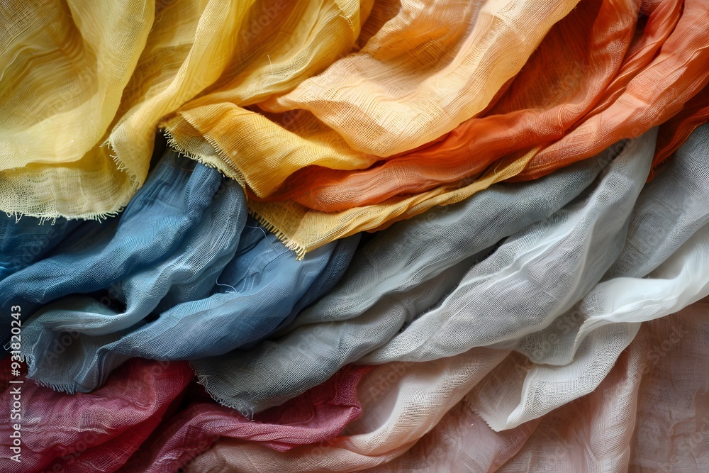 Aufkleber vibrant textiles: a colorful array of draped fabrics