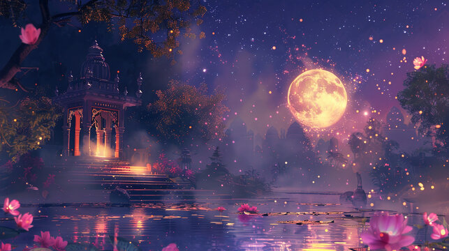 the background for a poster sharad purnima