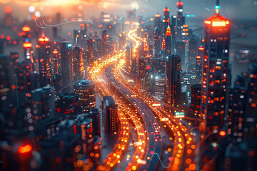 Naklejka premium Smart expressway with wireless delivery