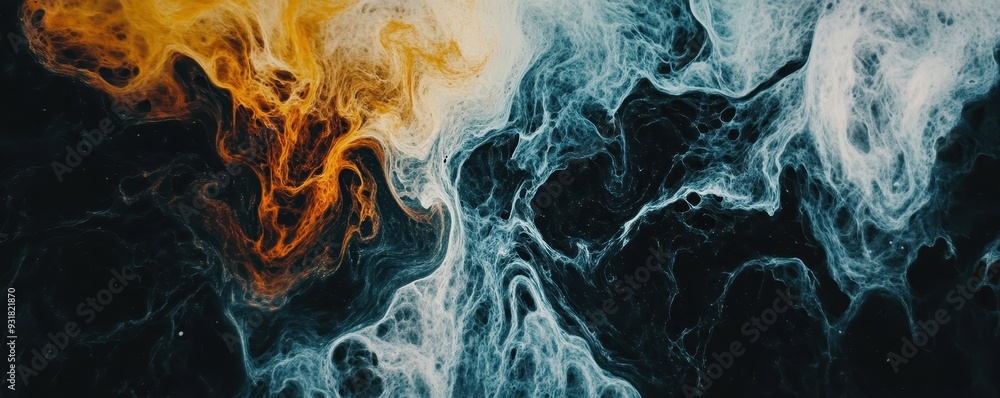 Aufkleber abstract smoke art with swirls of orange and white on dark background, creating an ethereal and dyna