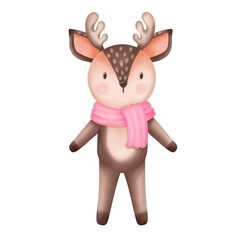Christmas cute deer isolated on white background