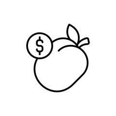 Plum fruit price outline icons, minimalist vector illustration ,simple transparent graphic element .Isolated on white background